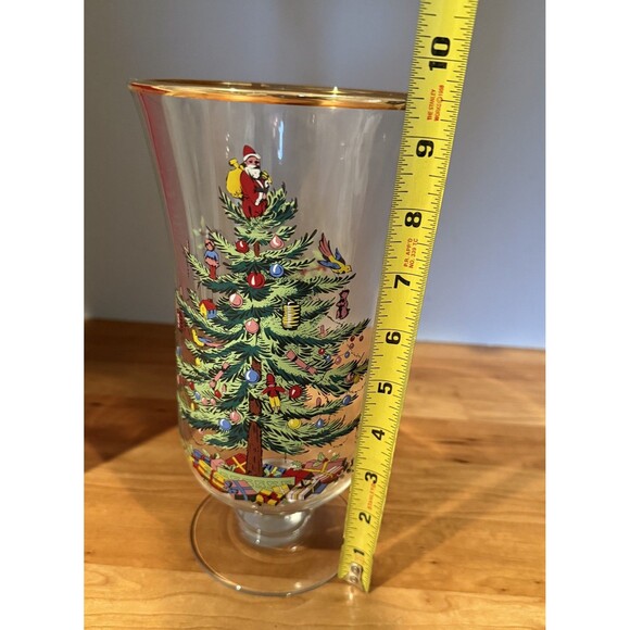 Spode Christmas Tree 9.5 " Tall Glass Pillar Candle Holder - Picture 6 of 8